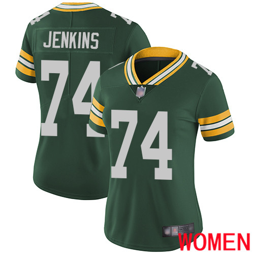 Green Bay Packers Limited Green Women #74 Jenkins Elgton Home Jersey Nike NFL Vapor Untouchable